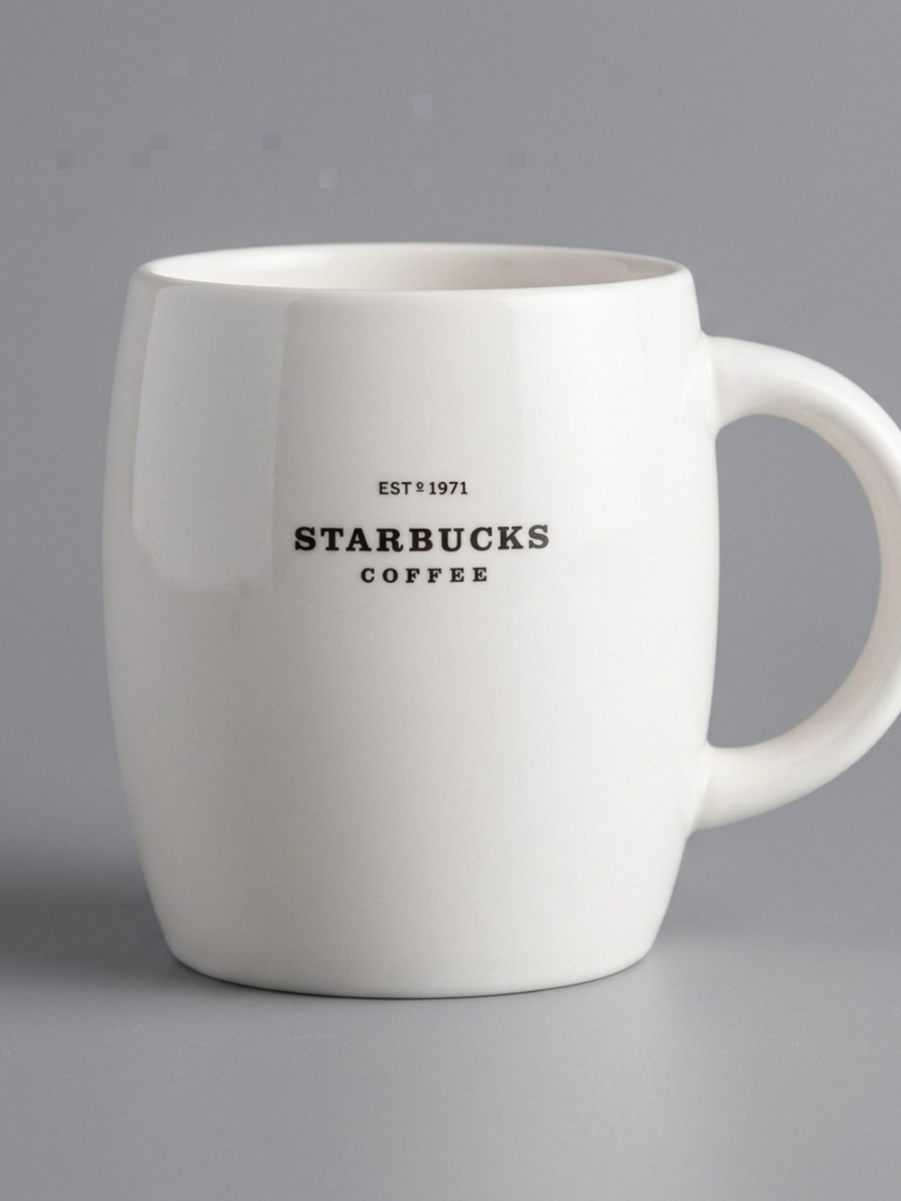 Starbucks 2008 White Barrel Ceramic Coffee Mug 14 oz Est 1971